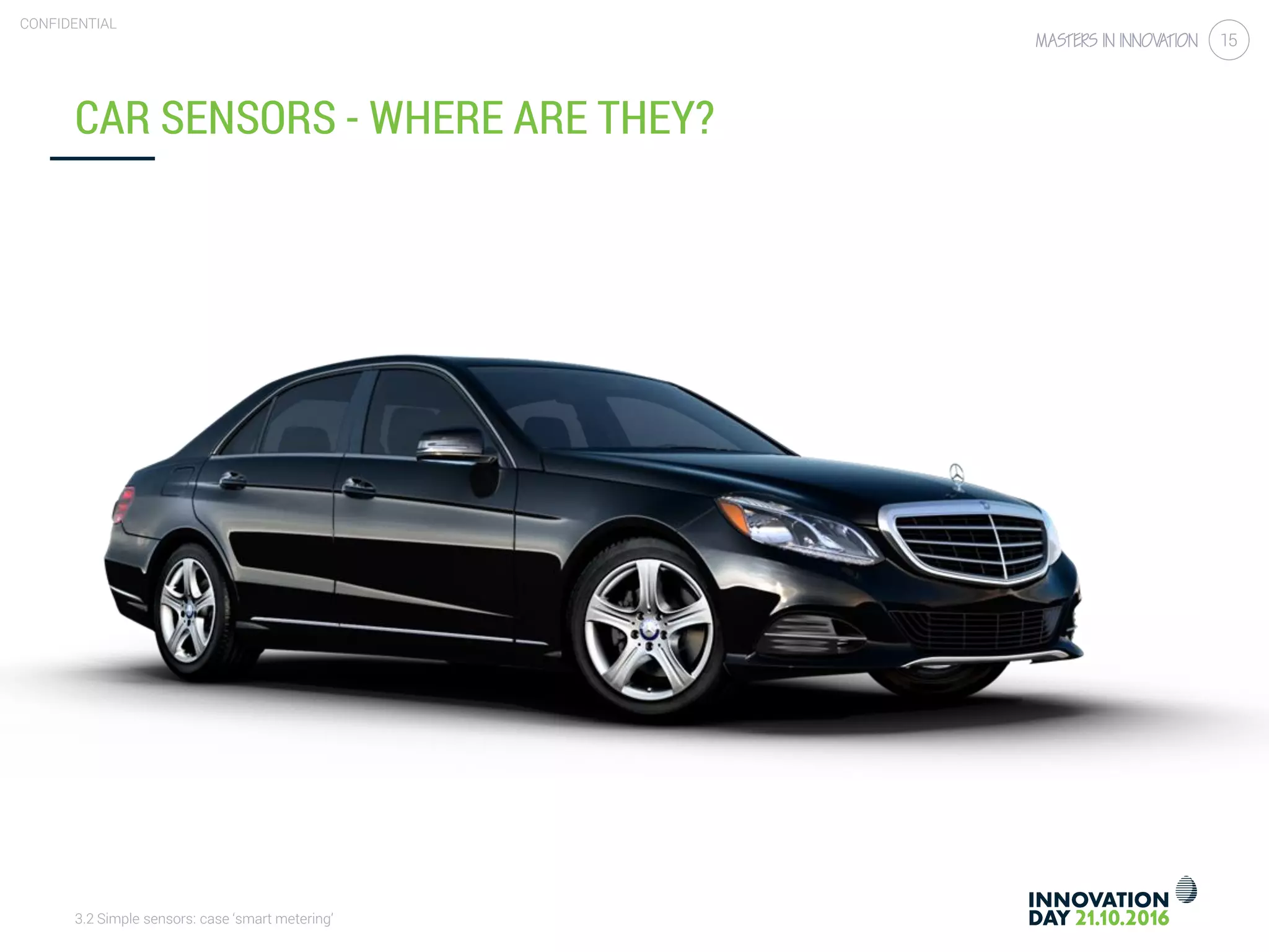3.2 Simple sensors: case ‘smart metering’
CONFIDENTIAL
15
CAR SENSORS - WHERE ARE THEY?
 