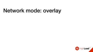 Network mode: overlay
 