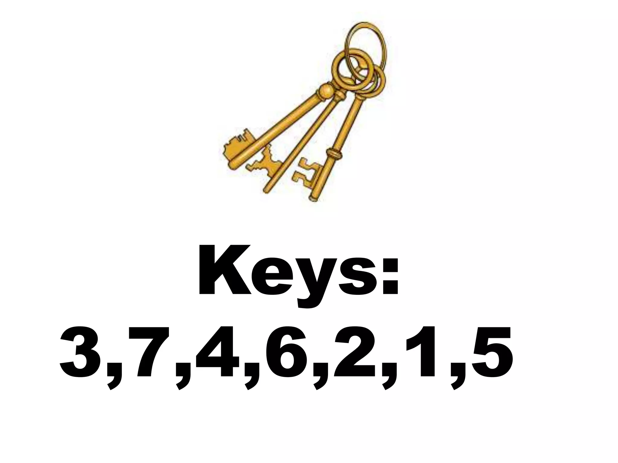 Keys:
3,7,4,6,2,1,5
 