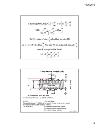 Metrology of threads | PDF