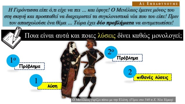 Î Î¿Î¹Î± ÎµÎ¯Î½Î±Î¹ Î±Ï…Ï„Î¬ Ï„Î± Ï€ÏÎ¿Î²Î»Î®Î¼Î±Ï„Î± ÎºÎ±Î¹ Ï€Î¿Î¹ÎµÏ‚ Î»ÏÏƒÎµÎ¹Ï‚ Î´Î¯Î½ÎµÎ¹ ÎºÎ±Î¸ÏŽÏ‚
Î¼Î¿Î½Î¿Î»Î¿Î³ÎµÎ¯;
Î ÏÏŒÎ²Î»Î·Î¼Î±
1Î¿
Î ÏÏŒÎ²Î»Î·Î¼Î±
2Î¿
â–º Î Î¿Î¹Î± ÎµÎ¯Î½Î±Î¹ Î· Î³Ï…Î½Î±Î¯ÎºÎ± Î¼Îµ Ï„Î¿...
