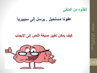 12/25/2016
‫التقارير‬‫وكتابة‬‫المراسالت‬‫تحرير‬
‫د‬.‫العقباوي‬‫عيد‬‫عبير‬
105
‫المنفى‬ ‫من‬ ‫أنقذوه‬
‫مستحيل‬ ‫عفونا‬.‫سيبيريا‬ ‫إلى‬ ‫يرسل‬
‫اإليجاب‬ ‫إلى‬ ‫النص‬ ‫صي،ة‬ ‫ت،يير‬ ‫يمكن‬ ‫كيف‬
 