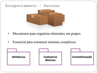 ContabilizaçãoCadastros
Básicos
Utilitários
• Mecanismo para organizar elementos em grupos
• Essencial para estruturar sistemas complexos
 