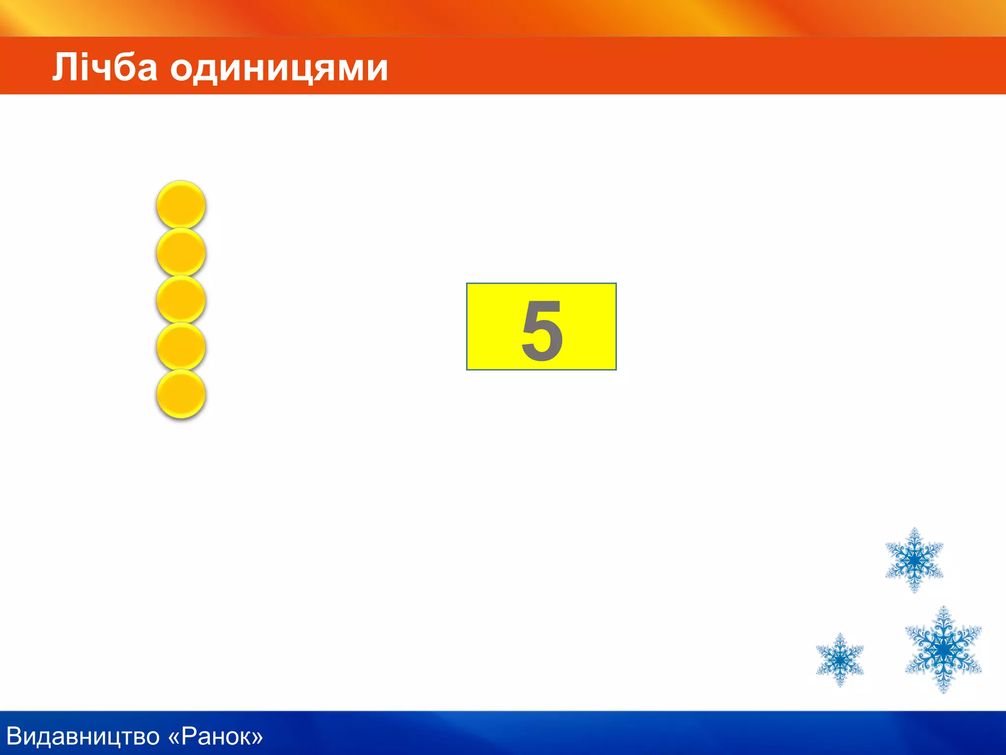 Видавництво «Ранок»
5
Лічба одиницями
 