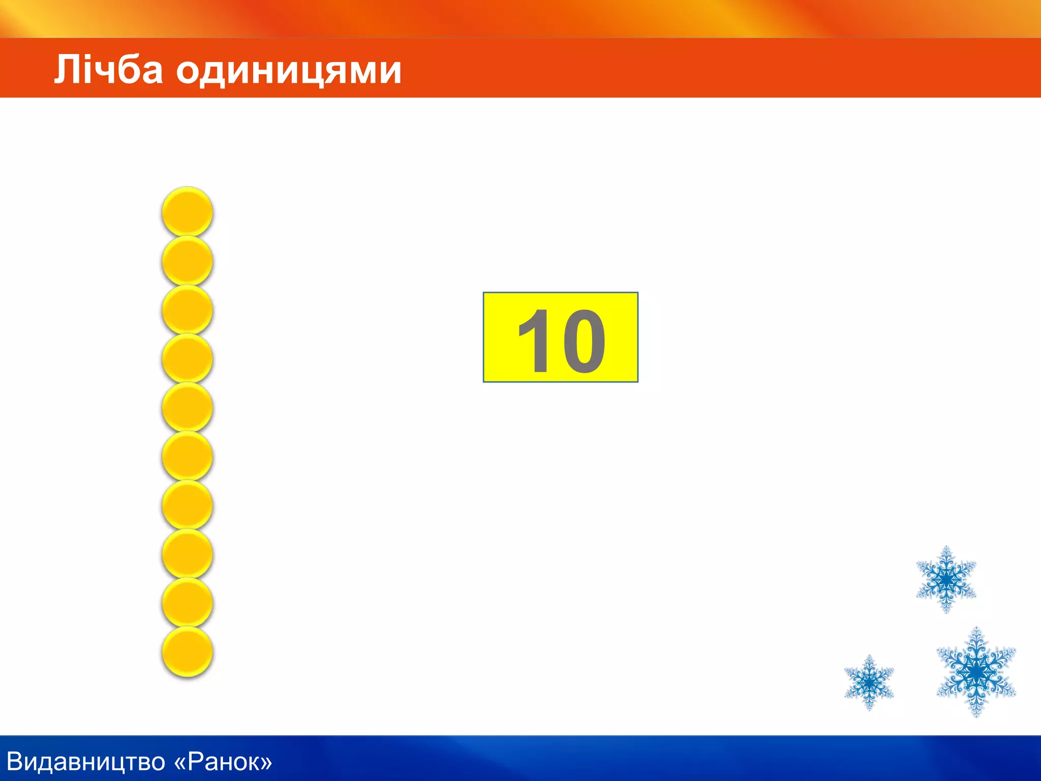 Видавництво «Ранок»
10
Лічба одиницями
 