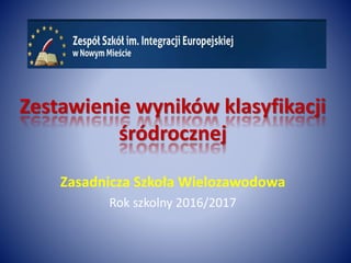 Zestawienie wyników klasyfikacji
śródrocznej
Zasadnicza Szkoła Wielozawodowa
Rok szkolny 2016/2017
 
