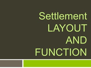 Settlement
LAYOUT
AND
FUNCTION
 