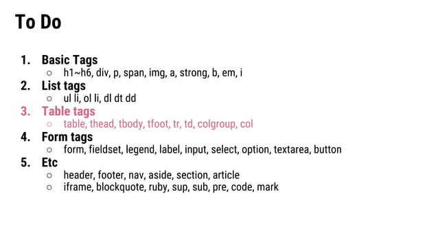 [Basic HTML/CSS] 3. html - table tags | PPT