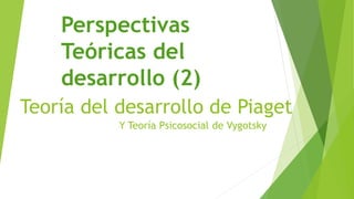 Teoría del desarrollo de Piaget
Y Teoría Psicosocial de Vygotsky
Perspectivas
Teóricas del
desarrollo (2)
 