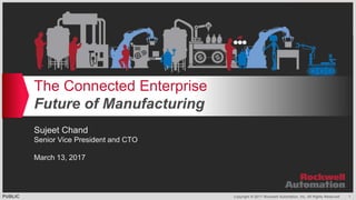 PUBLIC Copyright © 2017 Rockwell Automation, Inc. All Rights Reserved. 1
The Connected Enterprise
Future of Manufacturing
Sujeet Chand
Senior Vice President and CTO
March 13, 2017
 