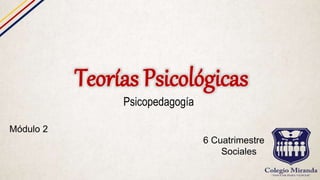 Teorías Psicológicas
Psicopedagogía
Módulo 2
6 Cuatrimestre
Sociales
 