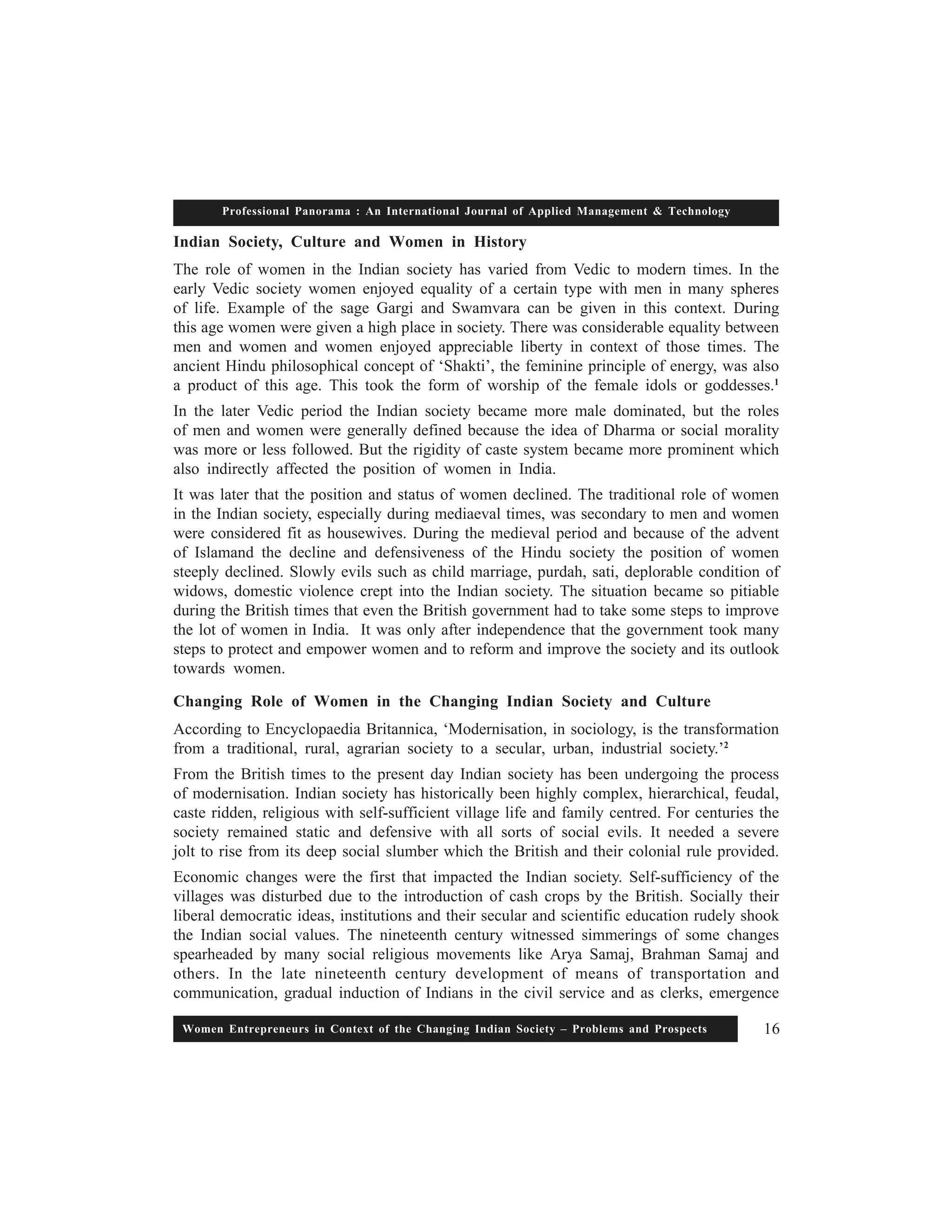 Women Enterprenureship in Context of the Changing Indian Society ...