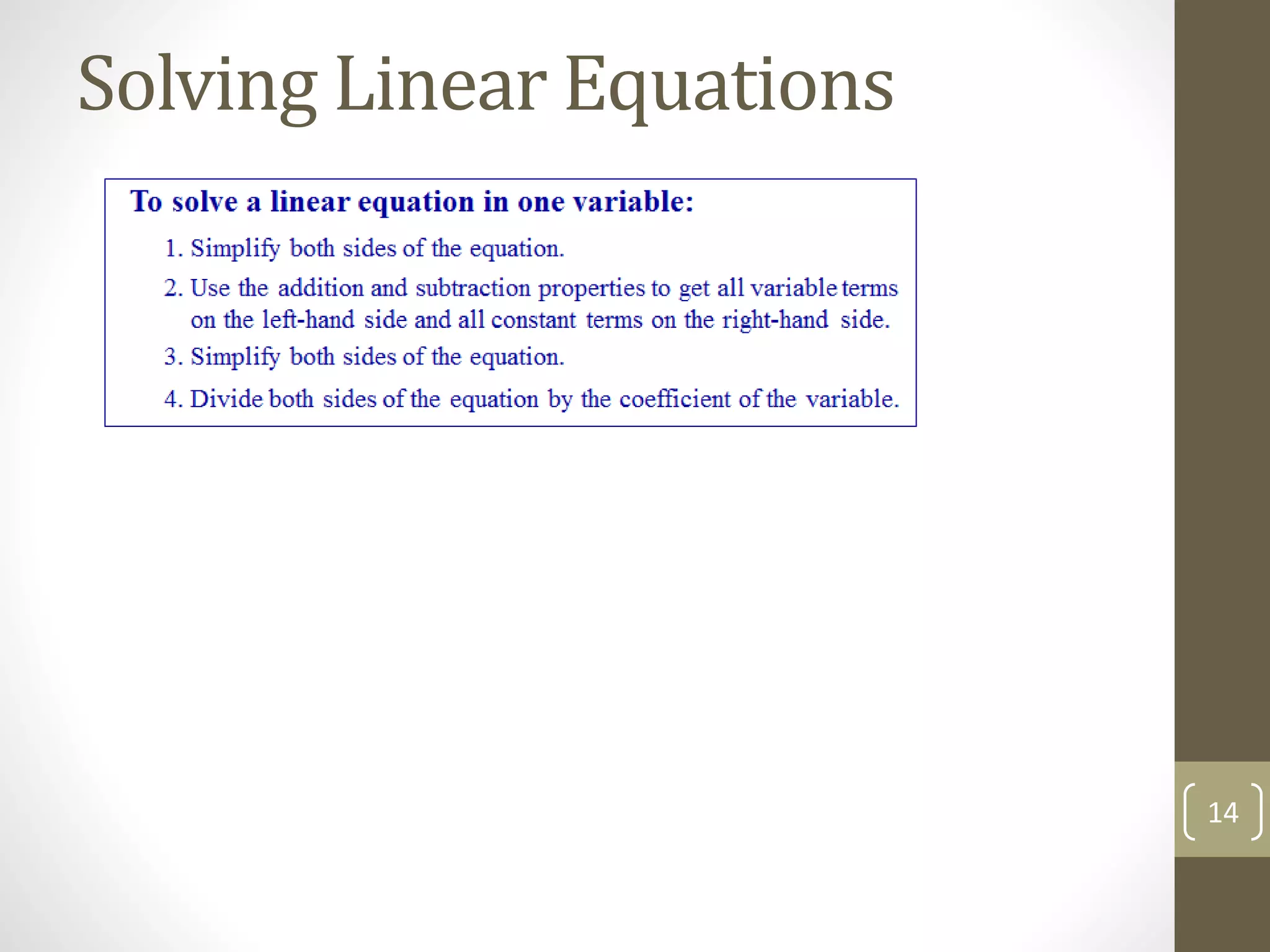 Solving Linear Equations
14
 