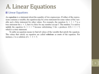 A. Linear Equations
5
 