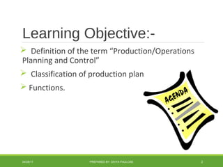 Production and service operations planning | PPT