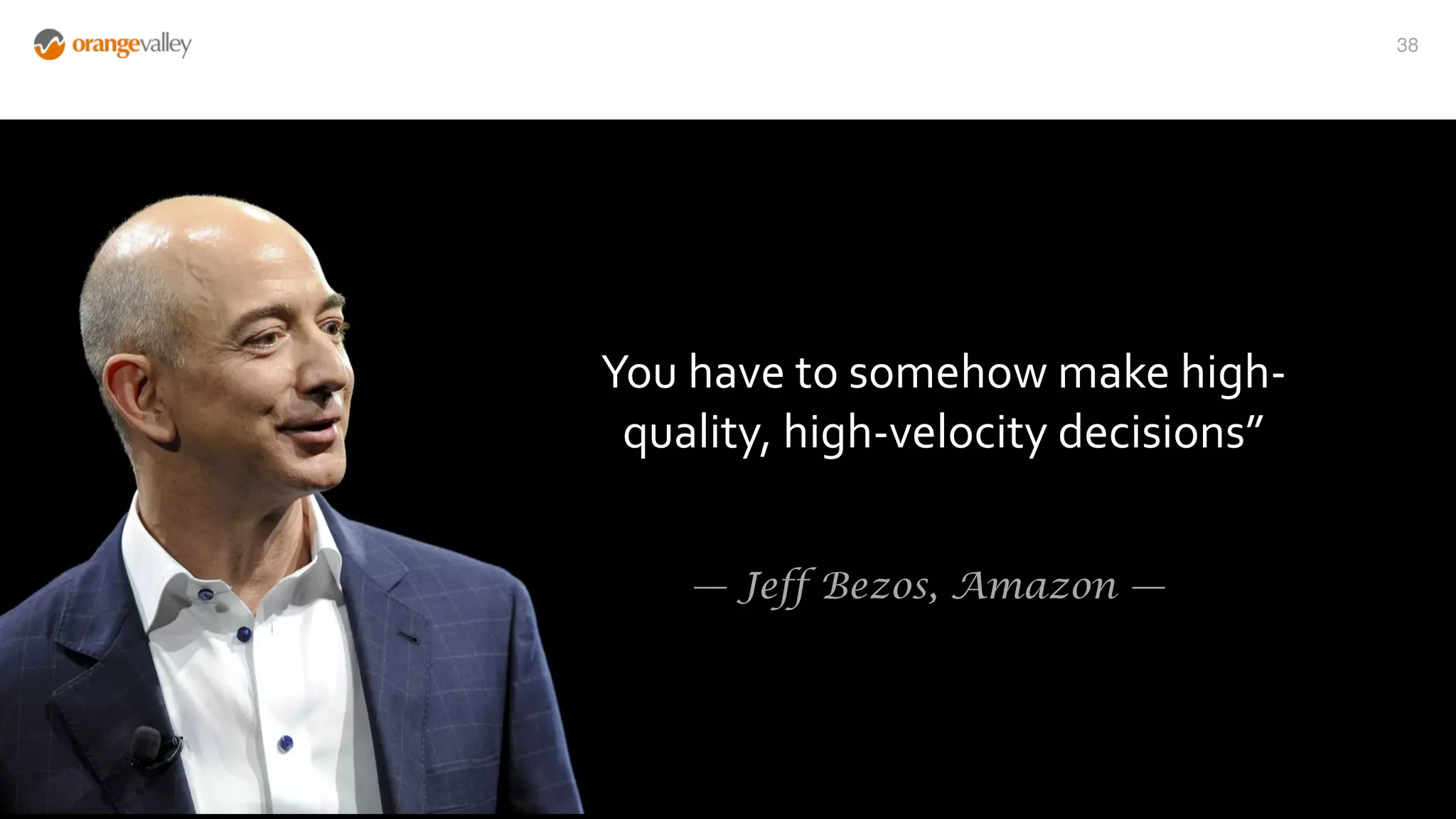 Een succesvol optimalisatie programma
38
Data-gedreven
optimalisatie
strategie
Team van
specialisten met de
juiste mindset
Stabiel MT
mandaat met KPIs
en resources
You	have	to	somehow	make	high-
quality,	high-velocity	decisions”
— Jeff Bezos, Amazon —
 