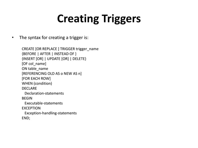 PL/SQL TRIGGERS | PPT