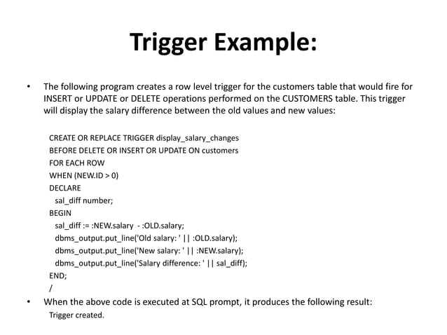 PL/SQL TRIGGERS | PPT