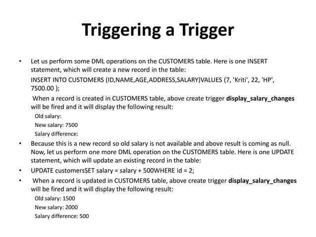 PL/SQL TRIGGERS | PPT