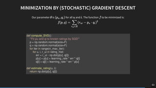 MINIMIZATION	BY	(STOCHASTIC)	GRADIENT	DESCENT
Our	parameter	 	is	 	for	all	 	and	 .	The	function	 	to	be	minimized	is:
			...