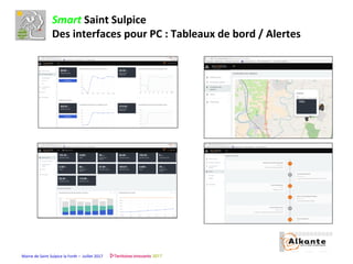 Mairie de Saint Sulpice la Forêt – Juillet 2017
Smart Saint Sulpice
Des interfaces pour PC : Tableaux de bord / Alertes
 