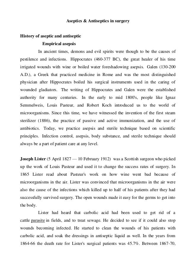 Aseptic & Antiseptics in Surgery