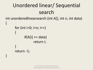 Searching and Sorting Techniques in Data Structure | PPT