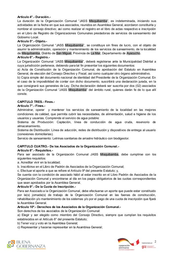 3 Modelo De Acta De Constitucion De La Oc Y Aprobacion De Estatutos