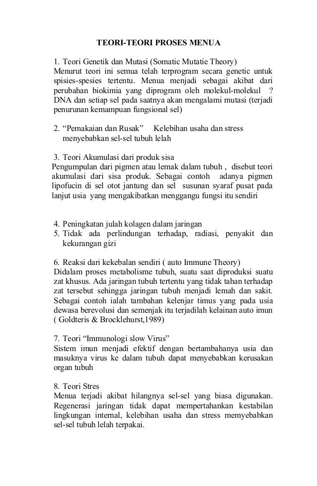 Teori Teori Proses Menua