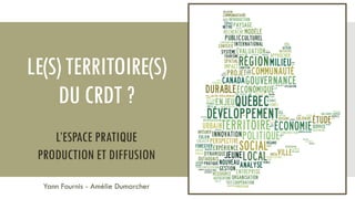 LE(S) TERRITOIRE(S)
DU CRDT ?
Yann Fournis - Amélie Dumarcher
L’ESPACE PRATIQUE
PRODUCTION ET DIFFUSION
 