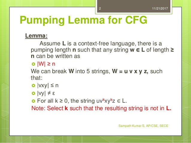 3 6 Amp 7 Pumping Lemma For Cfl Amp Problems Based On Pl