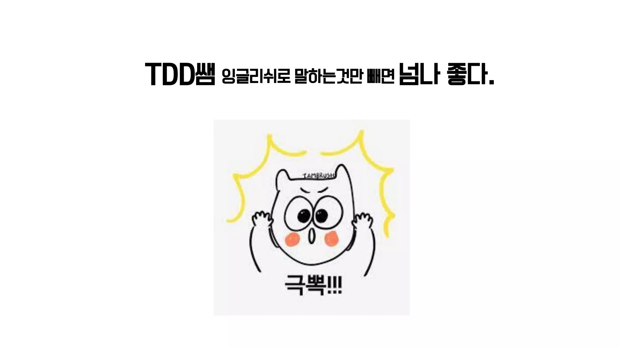 TDD쌤 잉글리쉬로 말하는것만 빼면 넘나 좋다.
 