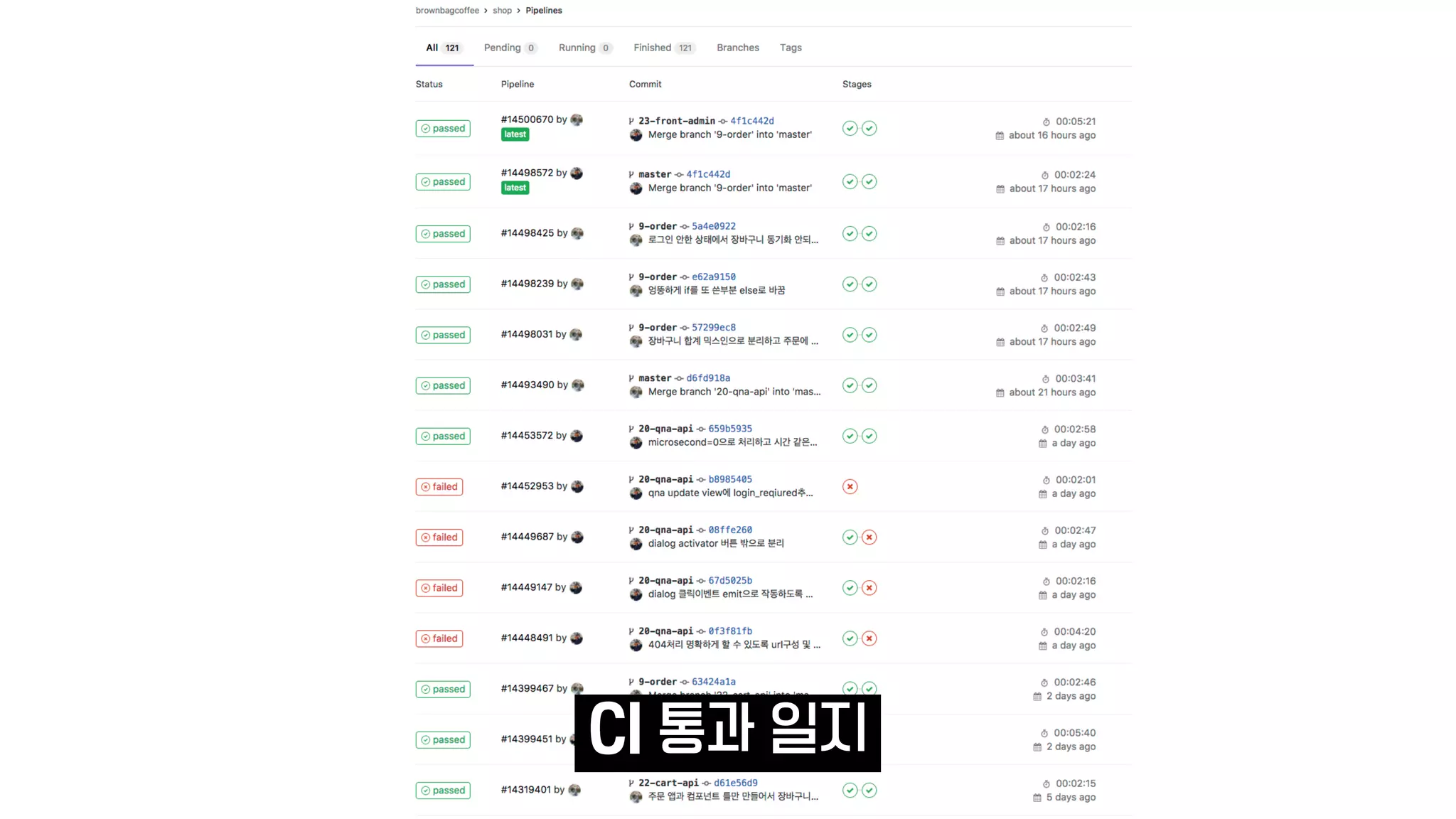CI 통과 일지
 