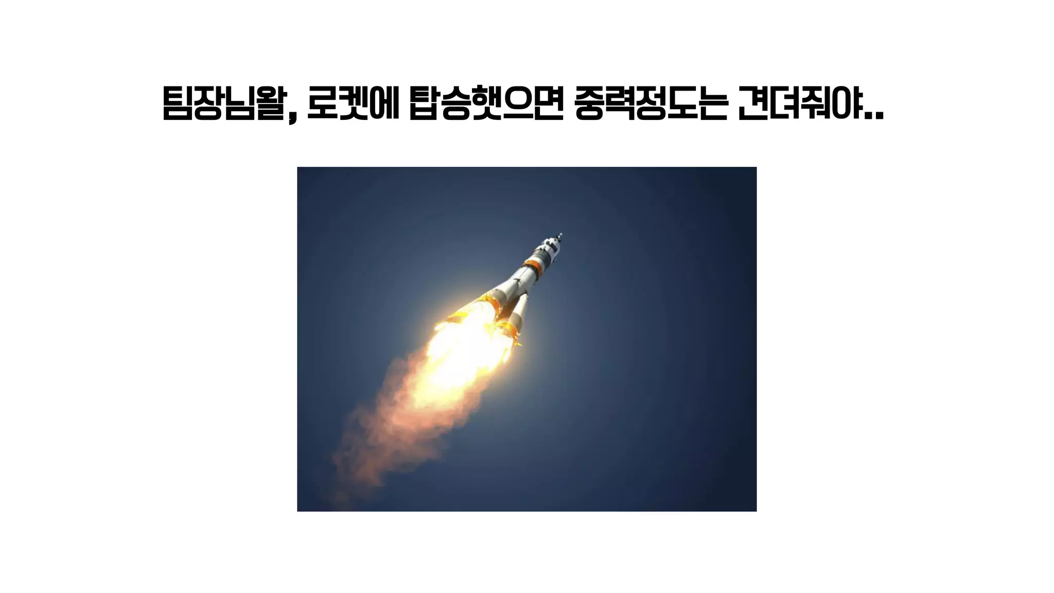 팀장님왈, 로켓에 탑승햇으면 중력정도는 견뎌줘야..
 