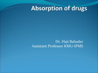 Dr. Haji Bahadar
Assistant Professor KMU-IPMS
 