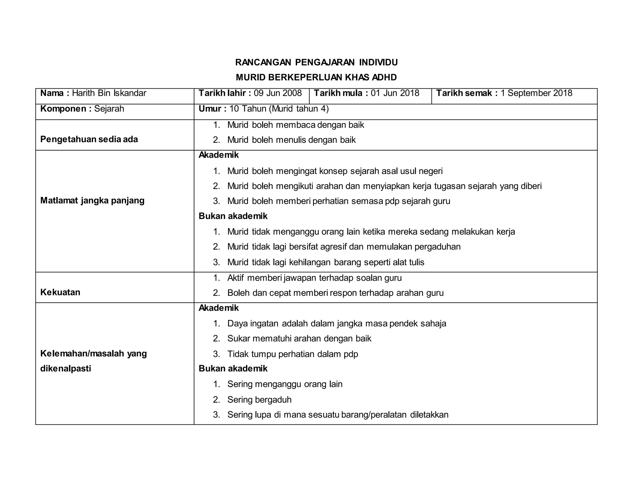 RPI murid berkeperluan khas | DOCX