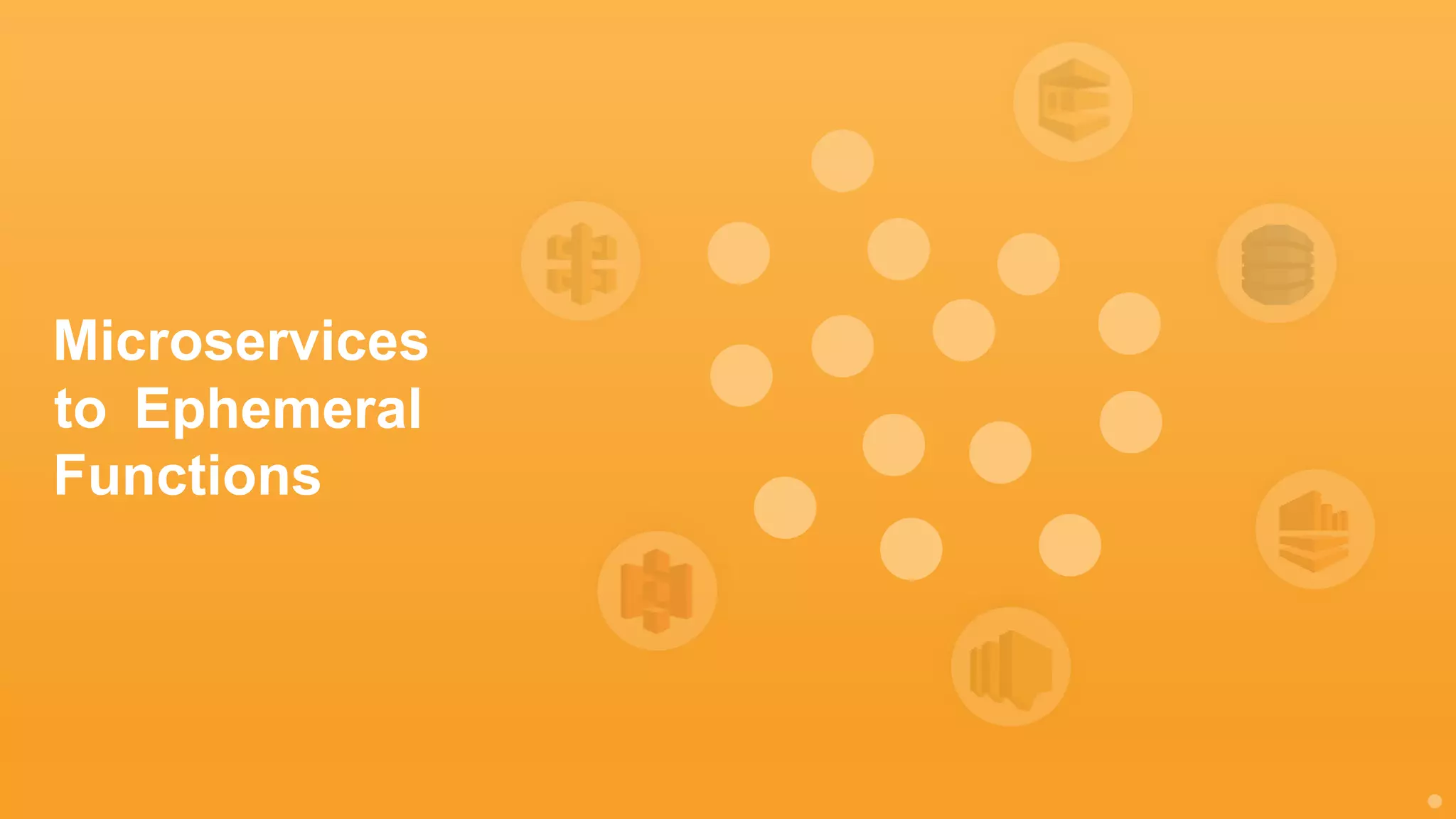 Microservices
to
Functions
Ephemeral
 