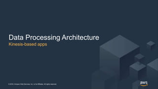 © 2018, Amazon Web Services, Inc. or its Affiliates. All rights reserved. @jrhunt© 2018, Amazon Web Services, Inc. or its Affiliates. All rights reserved.
Data Processing Architecture
Kinesis-based apps
 