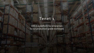 © 2018, Amazon Web Services, Inc. or its Affiliates. All rights reserved.
Tenet 1
EKS is a platform for enterprises
to run production-grade workloads
 