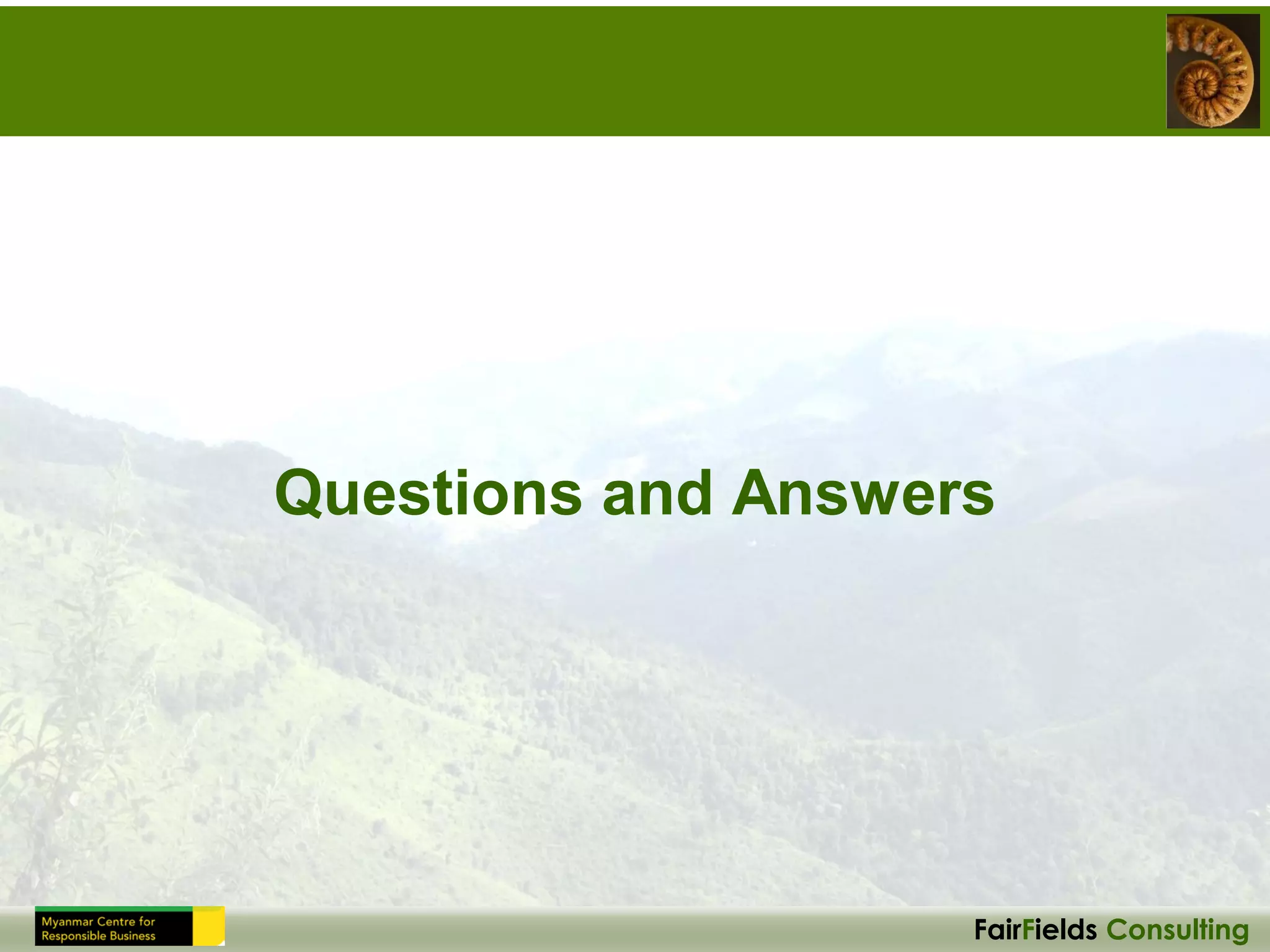 FairFields Consulting
Questions and Answers
 