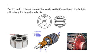 s
Dentro de los rotores con enrollados de excitación se tienen los de tipo
cilíndrico y los de polos salientes
 