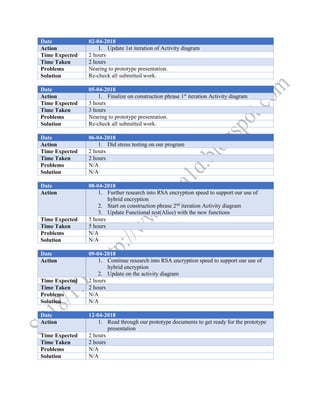 CC - Project Work Diary | PDF