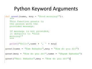 Python Keyword Arguments
 