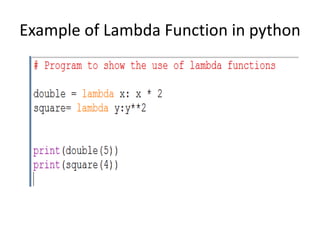 Example of Lambda Function in python
 