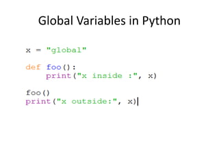 Global Variables in Python
 