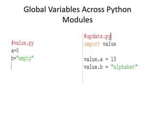 Global Variables Across Python
Modules
 