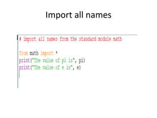 Import all names
 