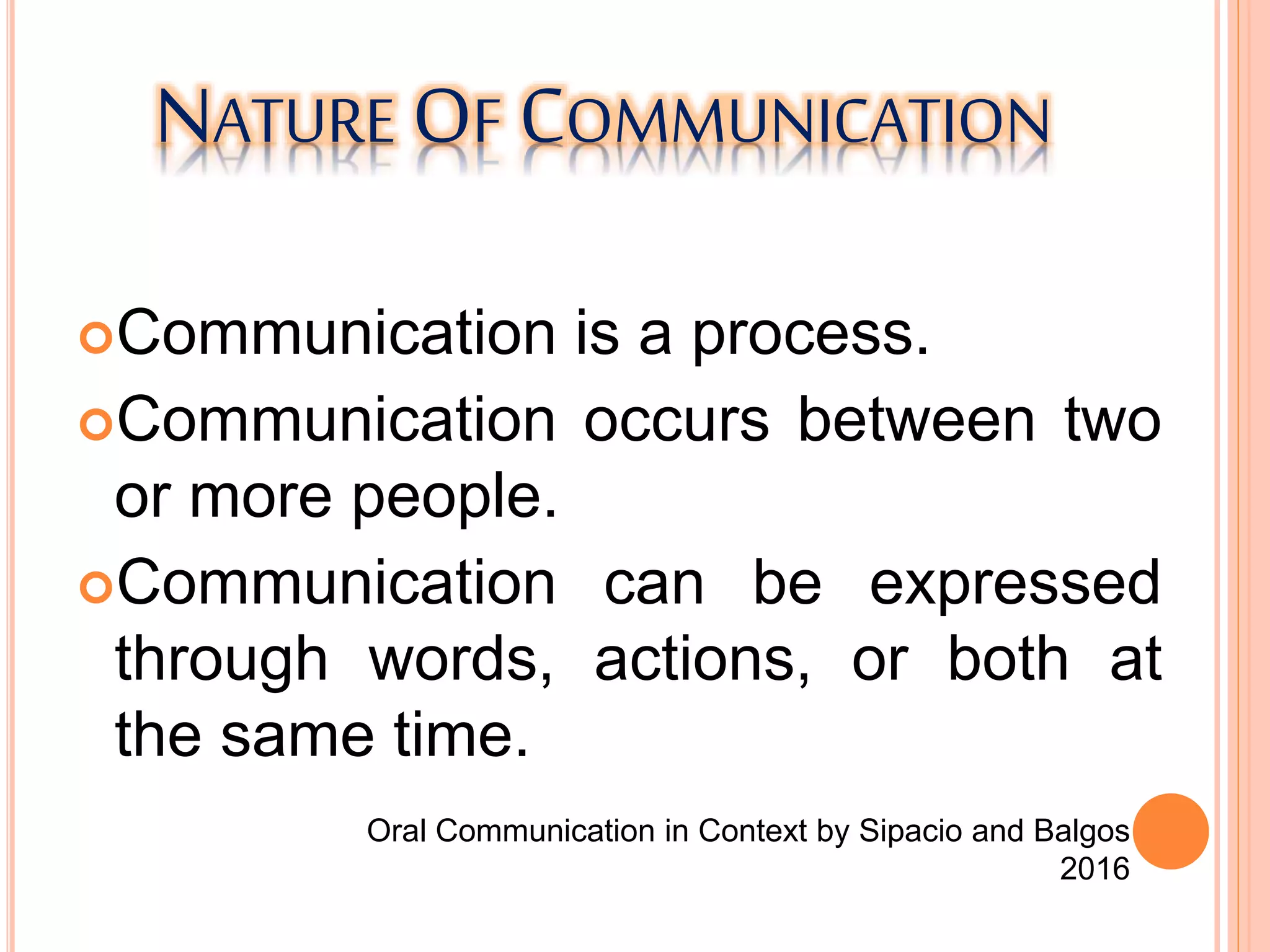 nature, elements, models, and functions of Communication | PPTX