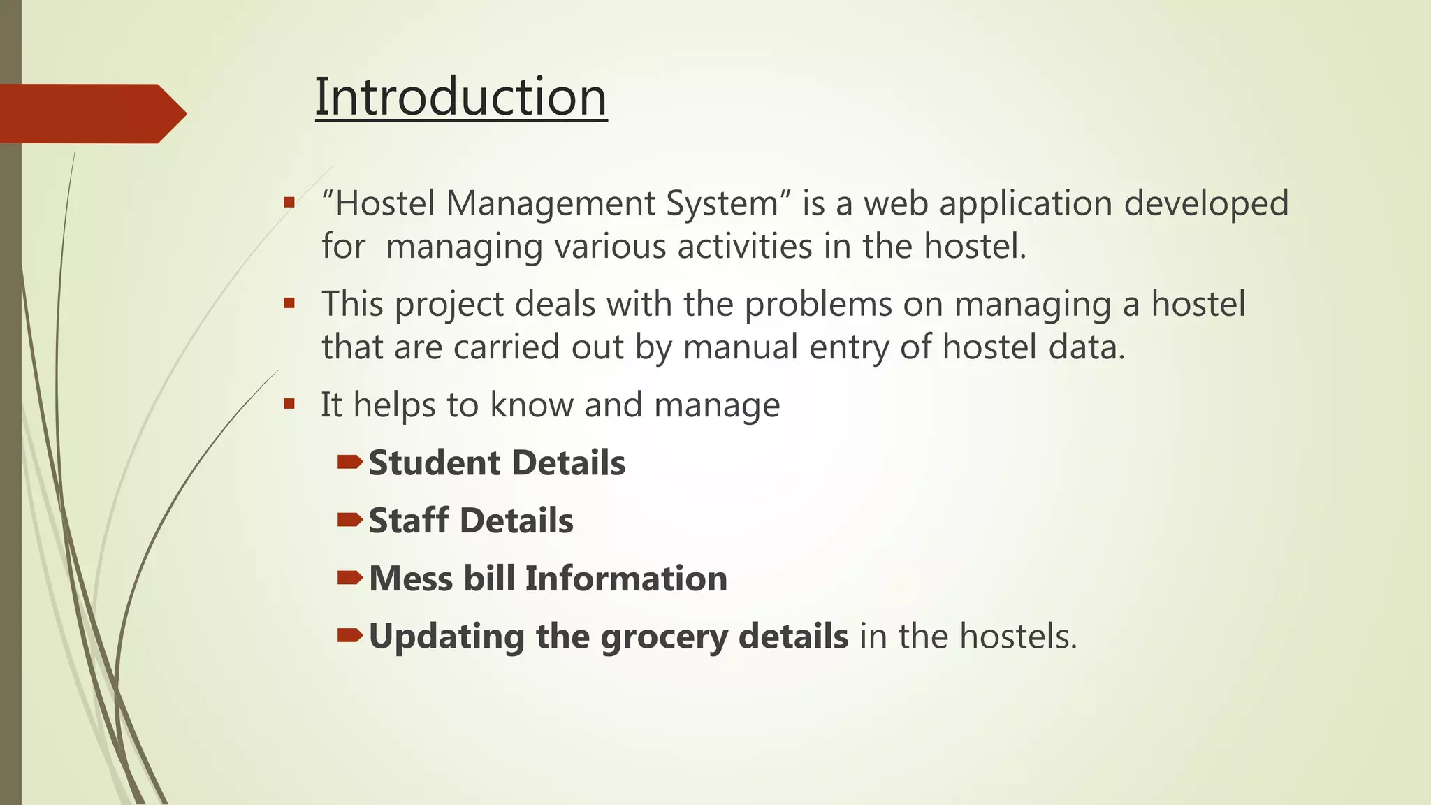 Hostel management system | PPTX