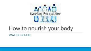 How to nourish your body
WATER INTAKE
 